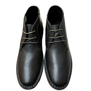 Steve Madden Sz 10.5 Shoes Harken Chukka Boot Black Leather Ankle Boots Preppy